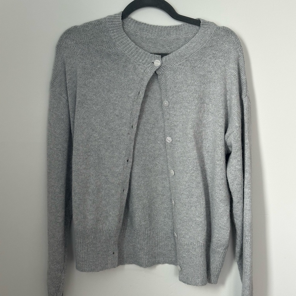 Gray Button-Up Cardigan